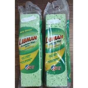 Libman Scrubster Mop Refill #03105 Easy Change Snap-On Absorbent Lot of 2 NIP B1